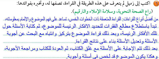 اكتب الى زميل لم يتعرف على هذه الطريقه في القراءة